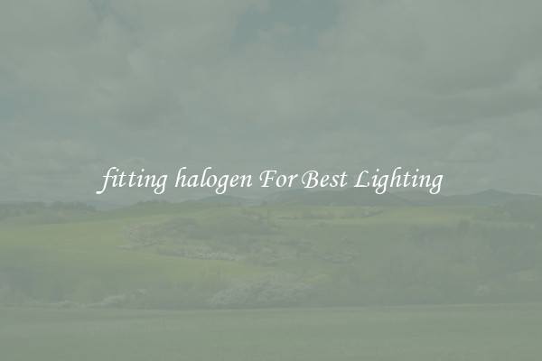 fitting halogen For Best Lighting