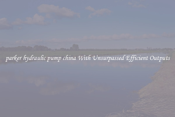 parker hydraulic pump china With Unsurpassed Efficient Outputs