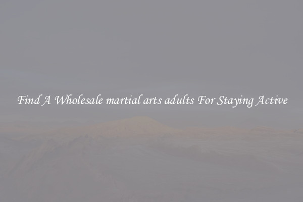 Find A Wholesale martial arts adults For Staying Active